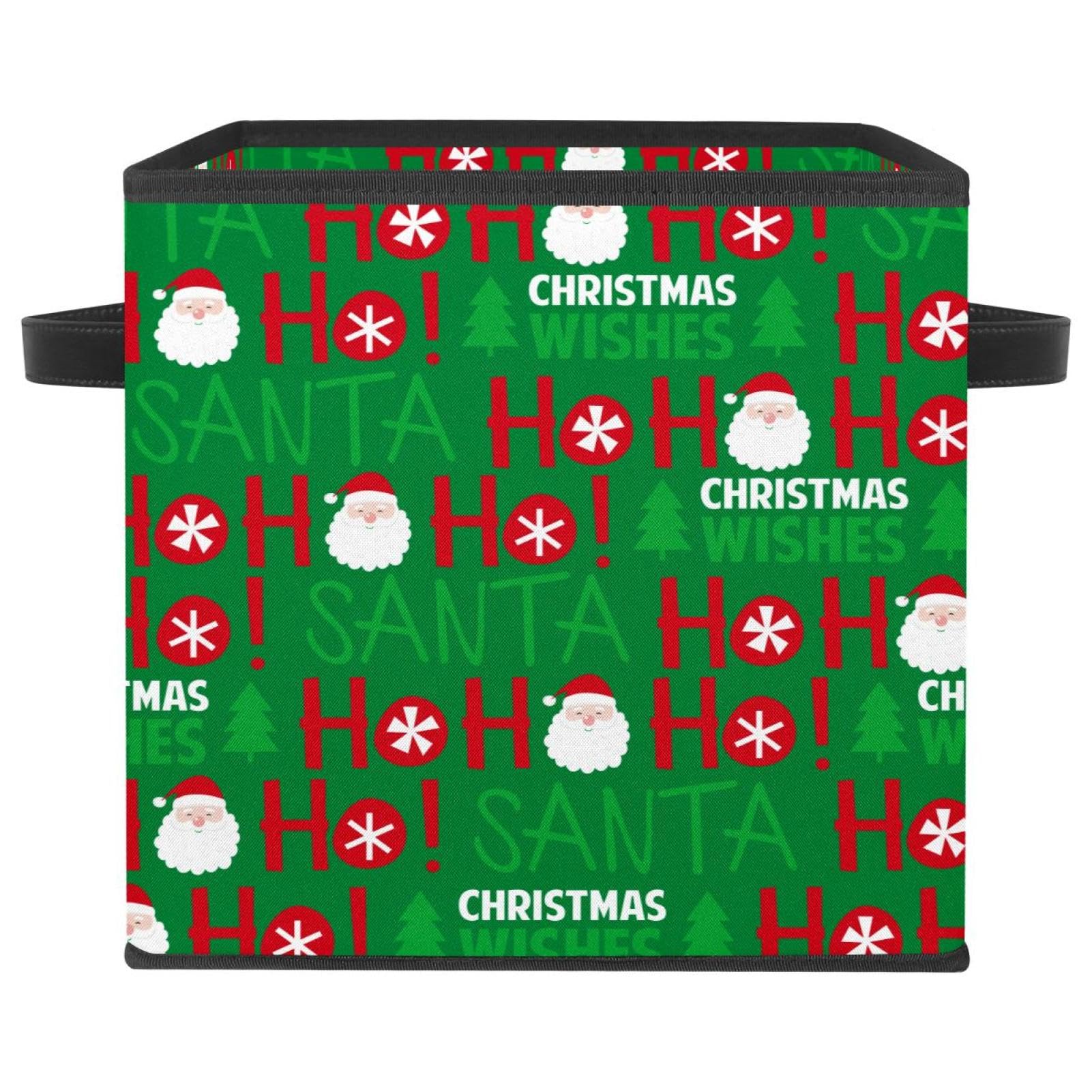 Panier de rangement en tissu avec poignées bac pliable cube gain de place motif Père Noël