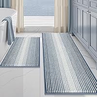 Vista 70 de BSICPRO Juego de alfombras y tapetes de baño, 2 piezas de felpilla gruesa y absorbente, antideslizantes, suaves y peludas para baño, lavables a