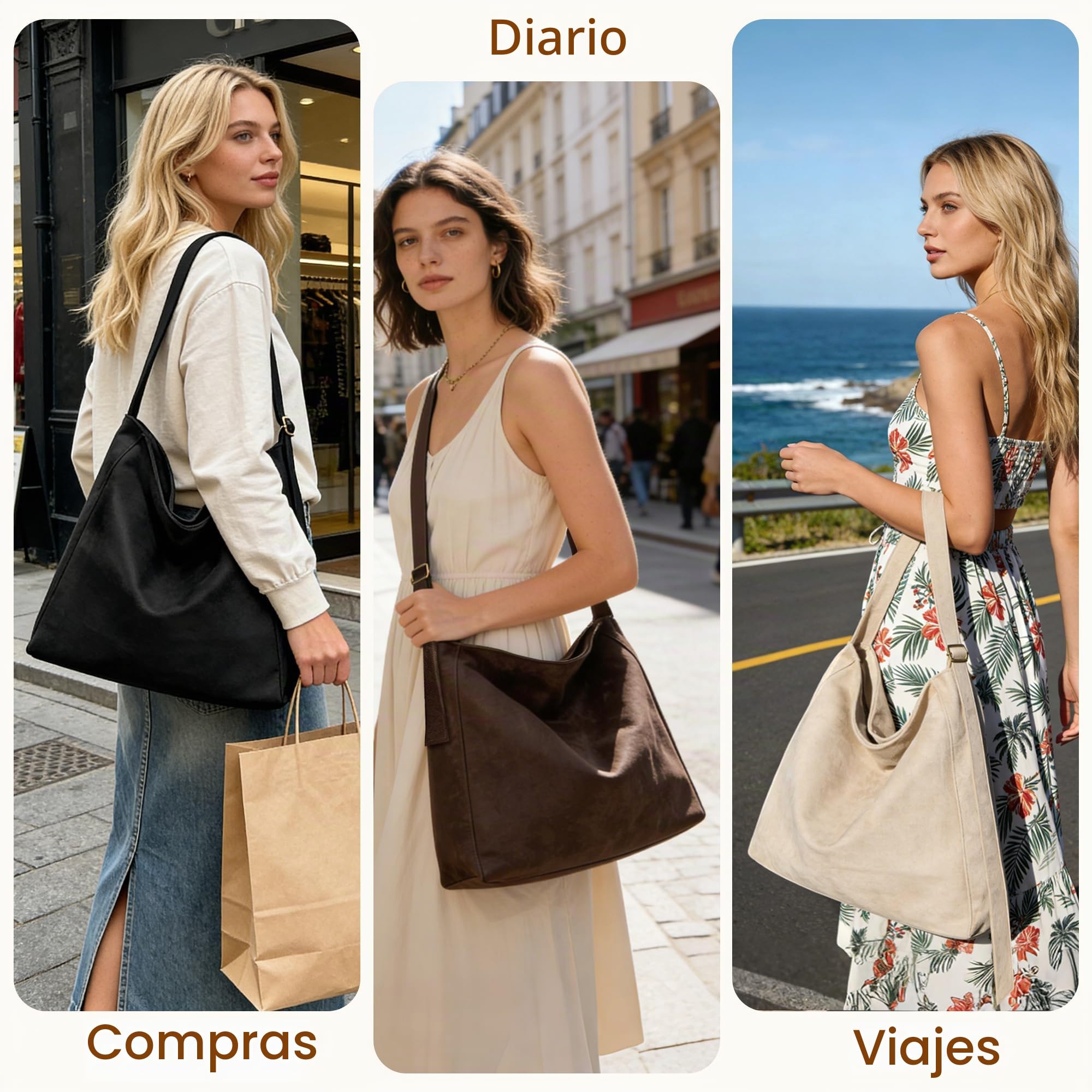 Bolso Mujer Elegante De Mano Shopper Tote Bag Ante Sintético