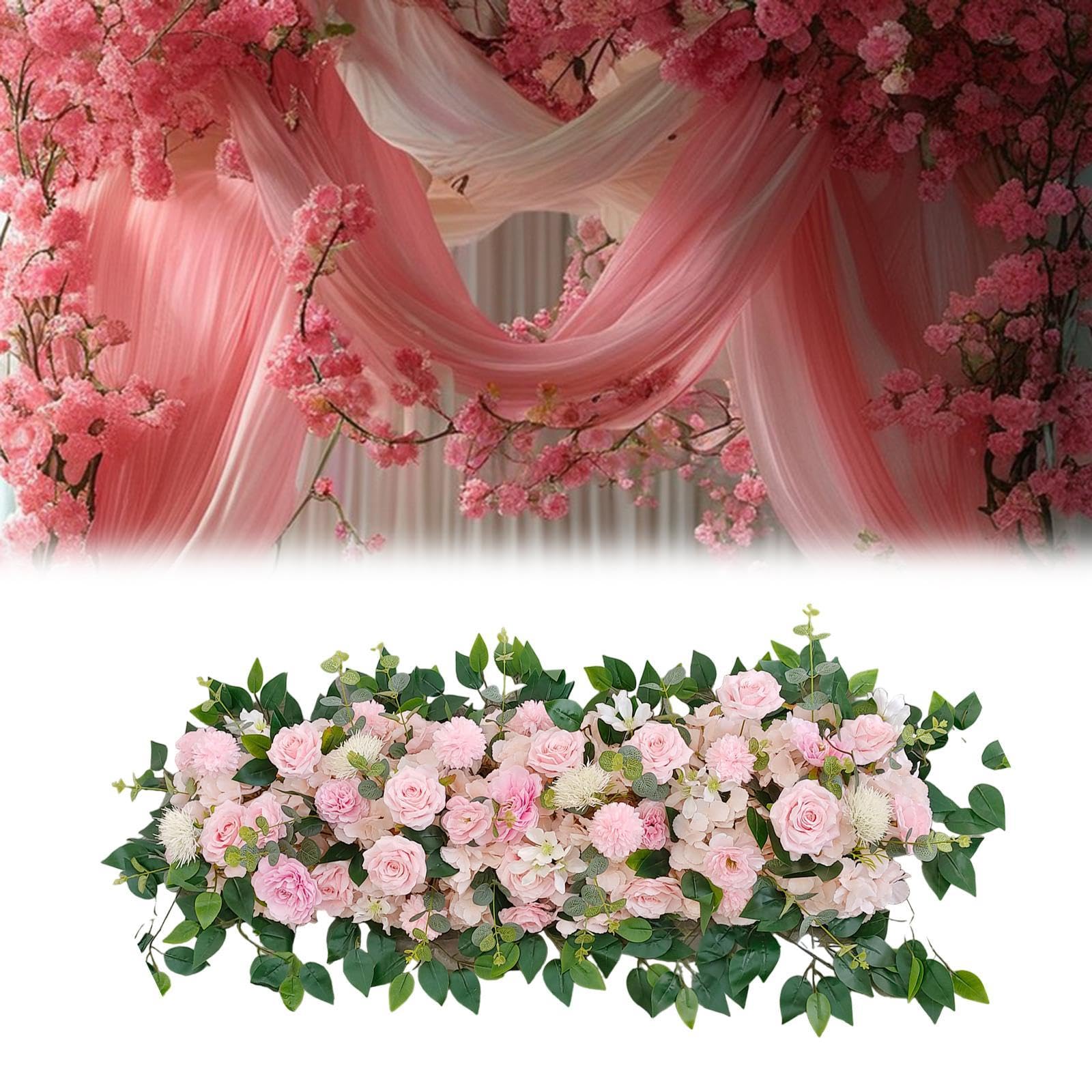 Kunstblumen Blumengesteck Handgefertigte Girlande Hochzeitstürkranz Künstliche Pflanzen für Festsaal Balkon Gartendekoration, Rosa