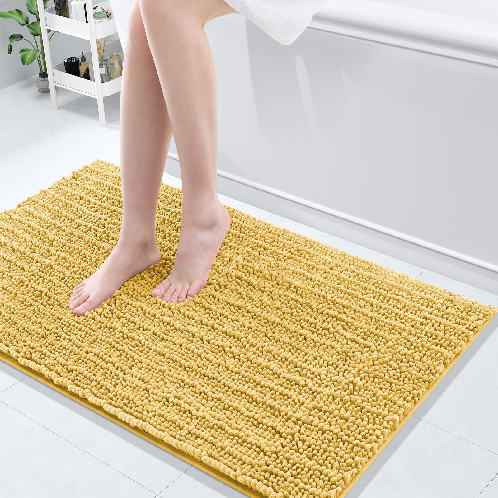 Arotive Luxury Bathroom Rugs 40x24, Extra Soft Thick Absorbent Shaggy Chenille Bath Rugs, Non-Slip Machine Wash Dry, Bath Mats for Bathroom Floor, Tub