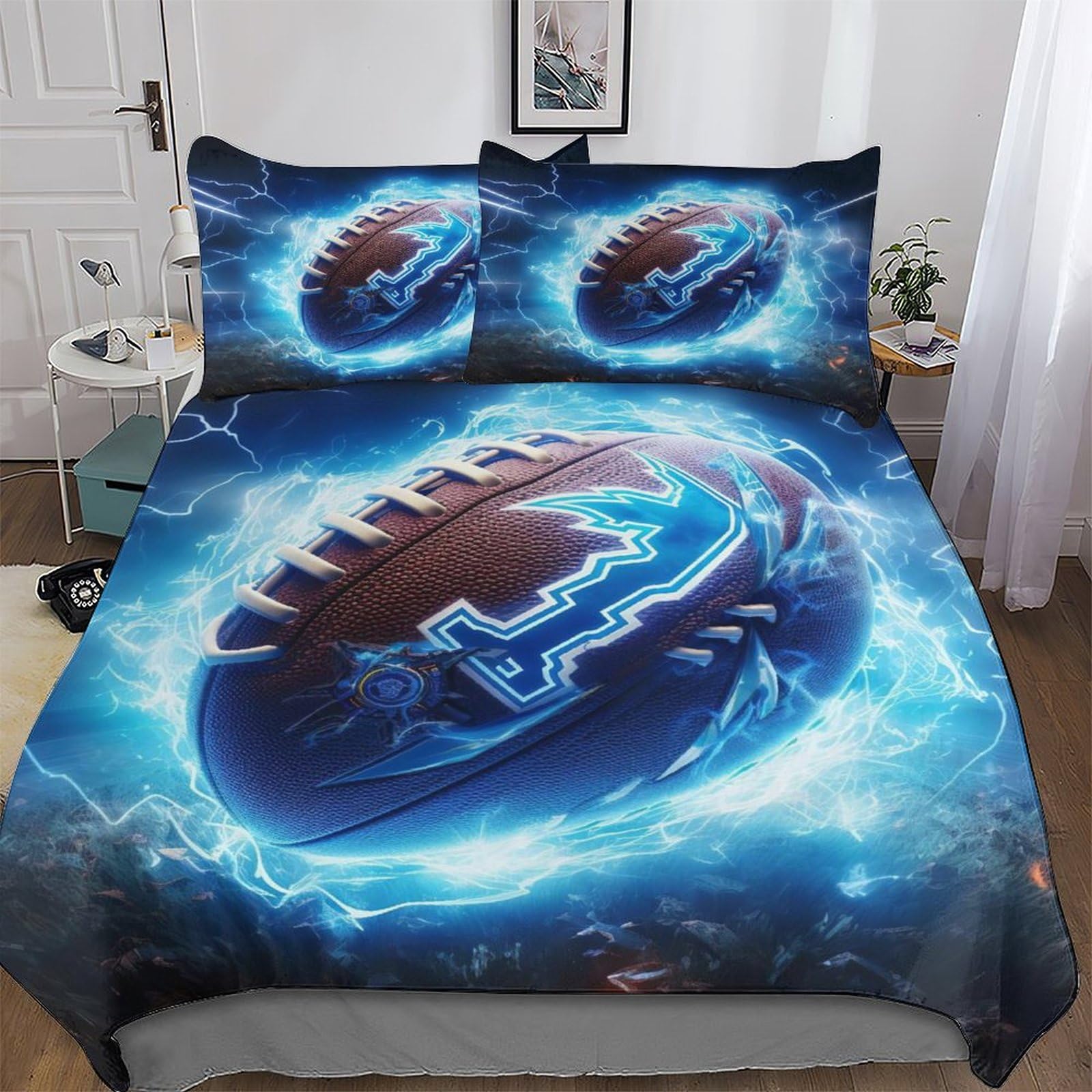 DCCCY Rugby Bedding Set 3D Print Duvet Cover for Teens Boys And Girls Quilt Cover Soft Microfiber Comforter Cover 2 Piece Single(135x200cm)
