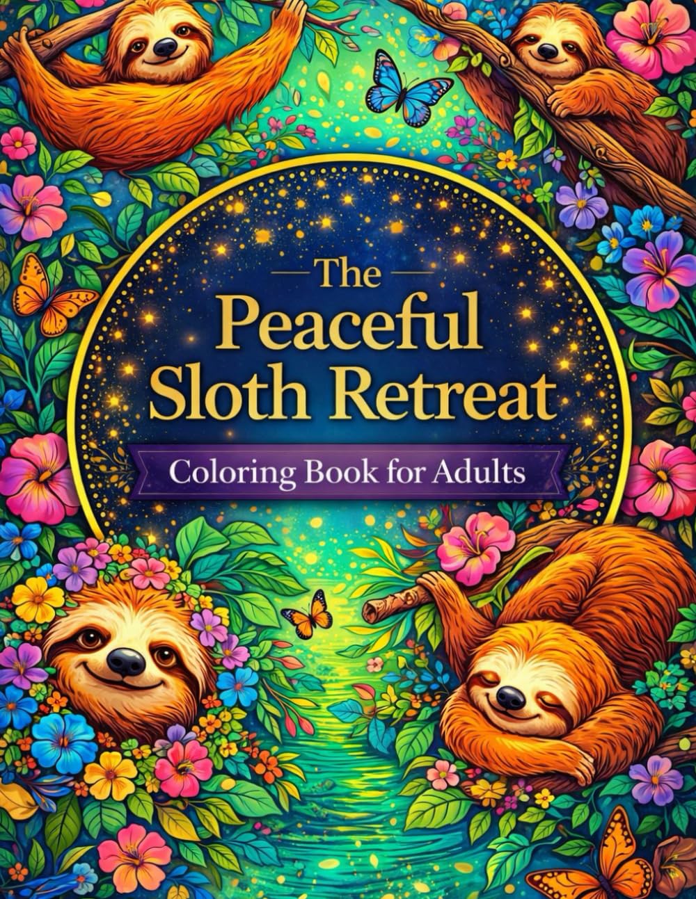 The Peaceful Sloth Retreat Coloring Book for Adults: 100+ Whimsical Sloths, Jungle Dreams & Calming Nature Art to Color for Mindfulness & Joy (8.5x11) ... for Adults Designed for Comfort and Joy)