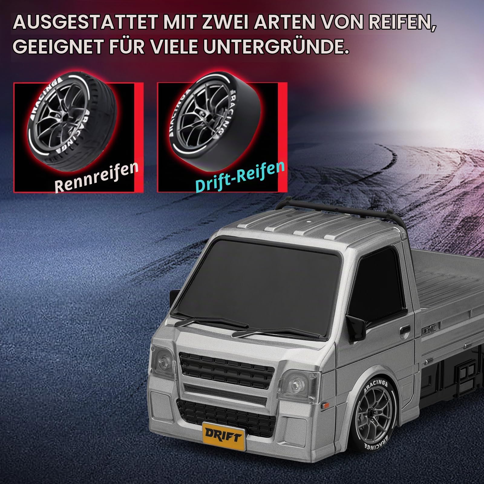 ACAMMZAR Ferngesteuertes Auto Drift, 1:24 RC Drift Car, 20KM/H 4WD Truck RC Auto mit LED-Leuchten, Zwei Batterien, für Jahre Kinder und Erwachsene