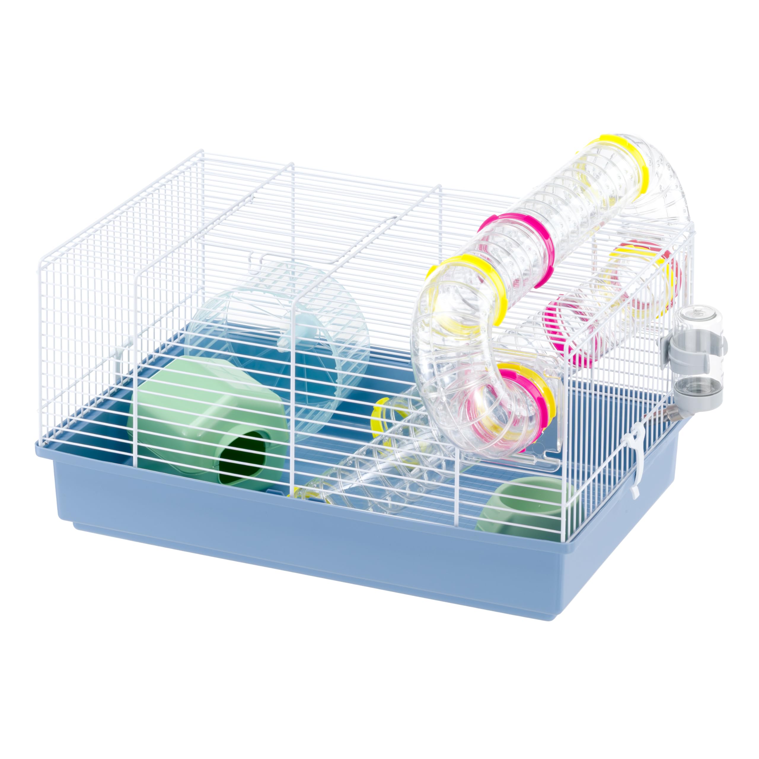 Ferplast Gabbia Roditori Paula per Criceti, in Metallo, Accessori Inclusi: Mangiatoia, Beverino, Casetta, Ruota, Set Tubi. 46x29,5xh24,5cm