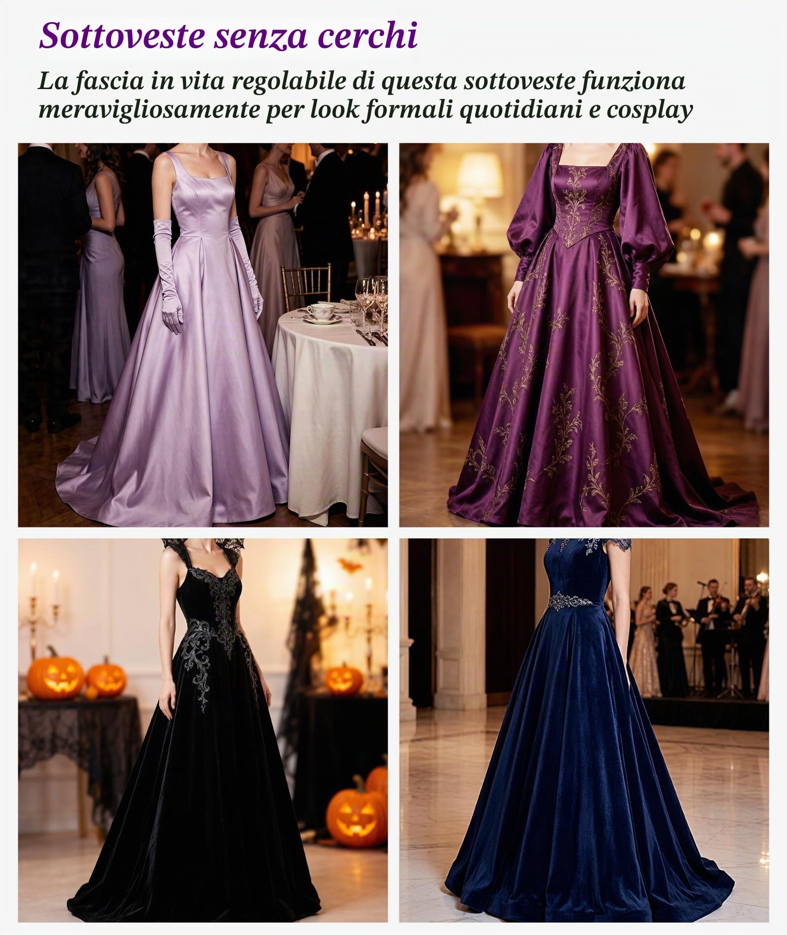 Sottogonna senza crinolina,m svasata, per abito da sposa lungo fino a terra, bianco, taglia unica