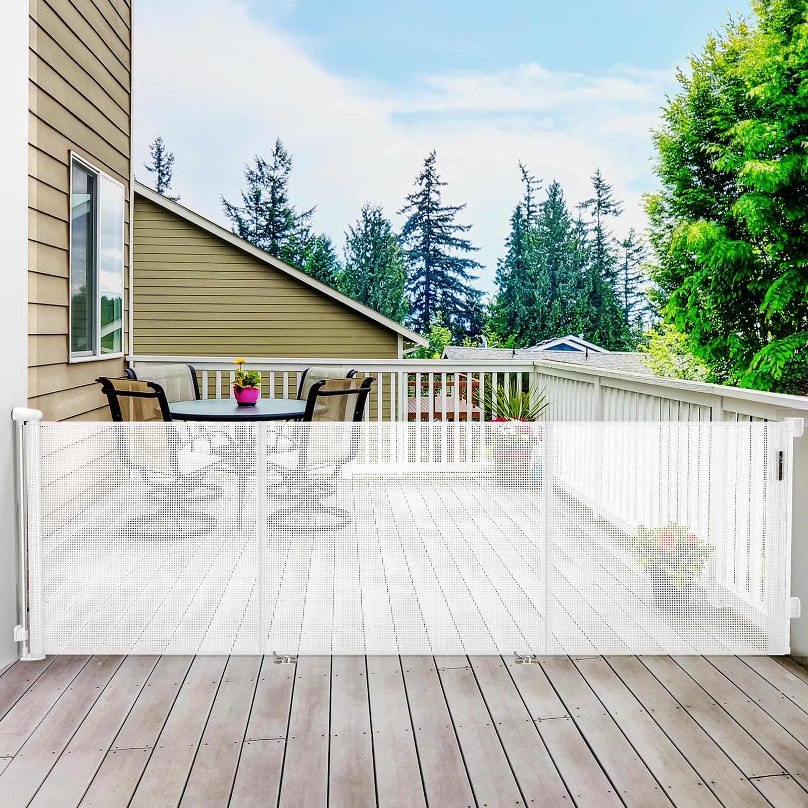 138 Inch Reinforced Retractable Baby Gates Extra Wide, Uamector Mesh Baby Gate or Dog Gate,Toddler Pet Retractable Gate Adjustable Length for Large Openings Stairs Doorways Hallway Indoor Outdoor