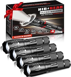 1 Mode Flashlights 4 Pack, Super Bright Zoomable LED Tactical Flashlight High Lumens, Water Resistant Portable Pocket Flash Light for Emergency, Camping, Home, and Gift - SL2000
