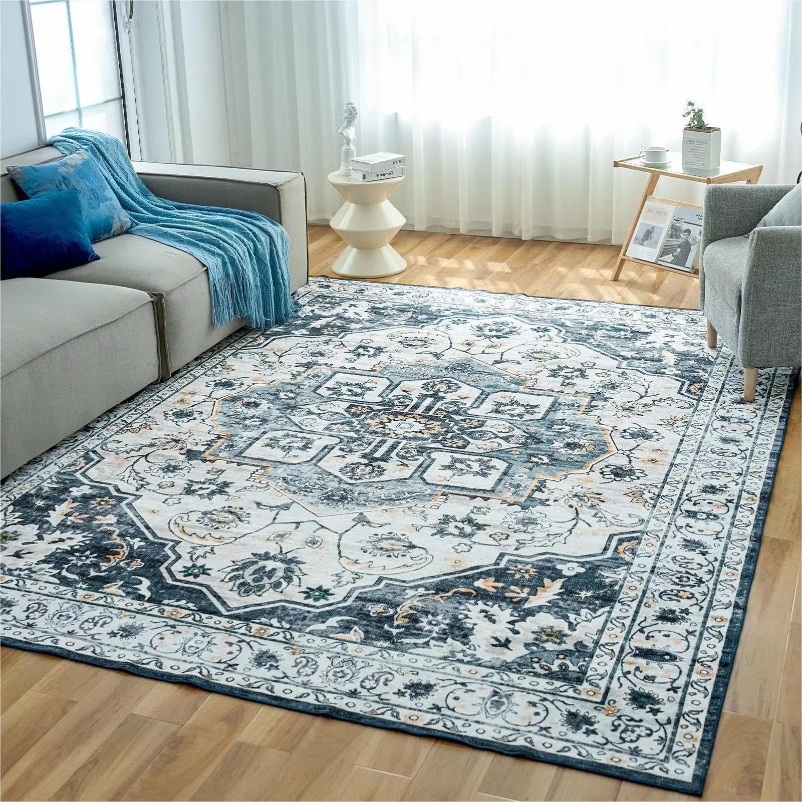 Tapis de chambre lavable 120x180cm antidérapant et grand format