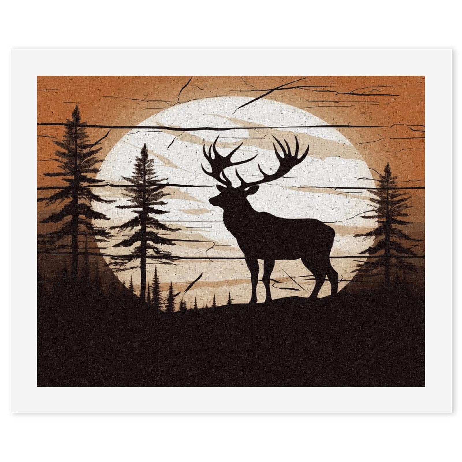 LDGSUPH Wild Elk Silhouette Paint by Numbers Kits for Adults Beginners Exquisite Digital Oil Painting Kits Painting Anti-fading Canvas Wall Art DIY Gift for Home Wall Decor