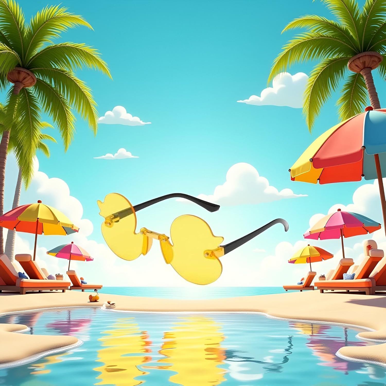 Yellow Cartoon Little Duck Personality Frameless Sunglasses Boys and Girls Copy Tide Sunshade Sunglasses Girls Gifts