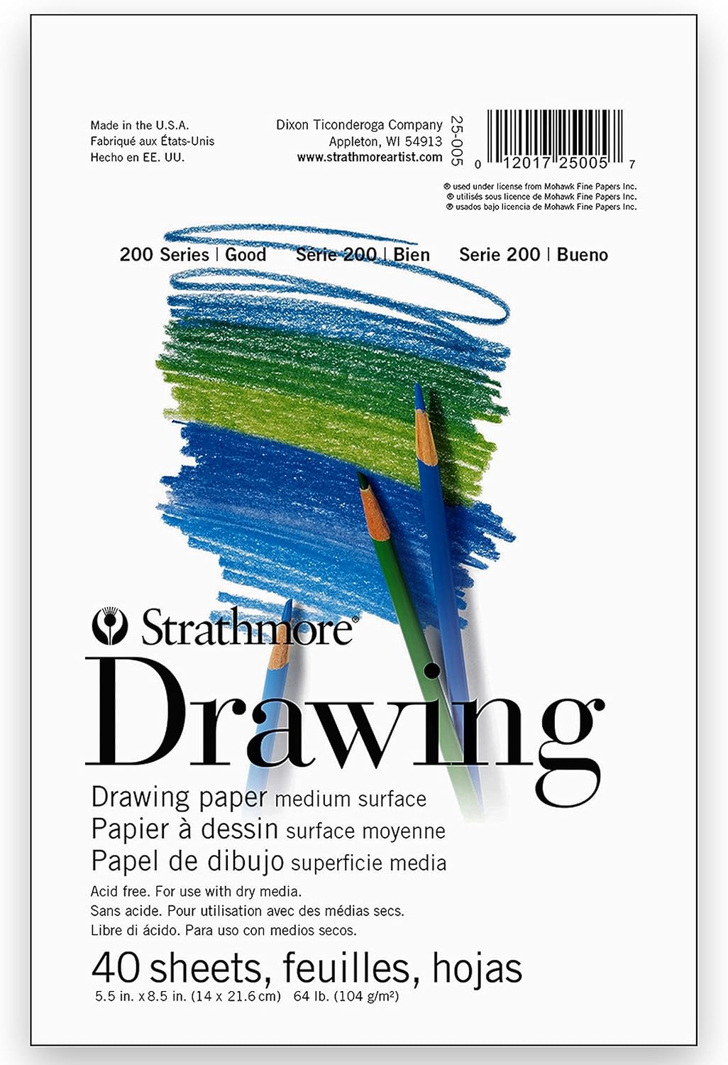 Strathmore 200 Series Drawing Paper, Tape Bound Pad, 5.5x8.5 inches, 10 Sheets (64lb/104g) - Artist Paper for Adults and Students - Charcoal, Colored Pencil, Ink, Pastel, Marker (Pack of 12)