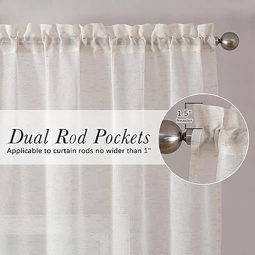 Miniatura 2 de Doris - Juego de 2 paneles de cortinas traslúcidas negras de 84 pulgadas de largo, decoración estética de la habitación, cortinas y cortinas de lino