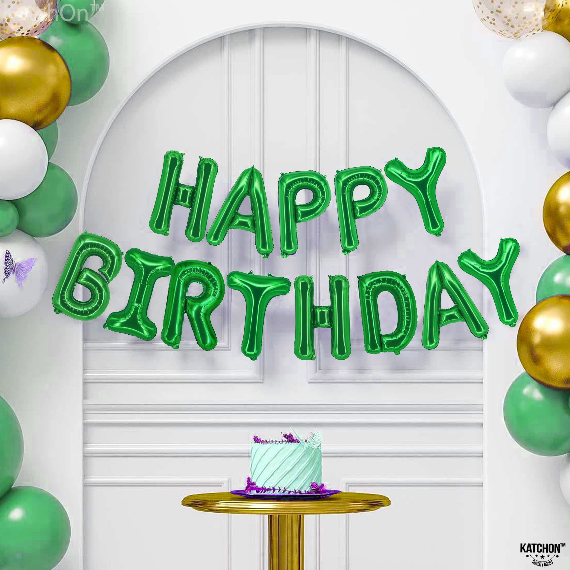 KatchOn, Green Happy Birthday Balloon Banner - 16 Inch | Green Mylar Foil Balloon For Happy Birthday Decorations | Birthday Sign Banner For Birthday Party Decorations
