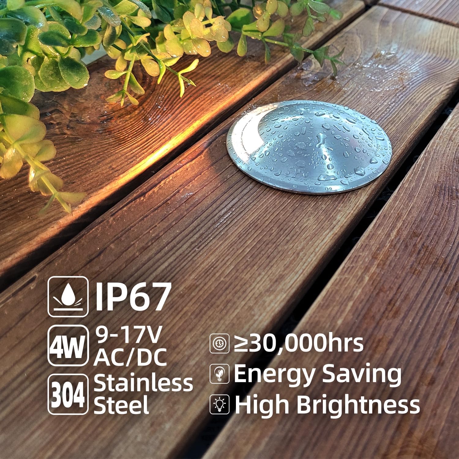 6-Pack Recessed LED Deck Light with Protecting Shell , 4W 12V Low Voltage Landscape Lighting, Outdoor Step Stair Lights Wired for Floor Yard (SG05- Round Top, 6-Pack 5000K with Protecting Shell)