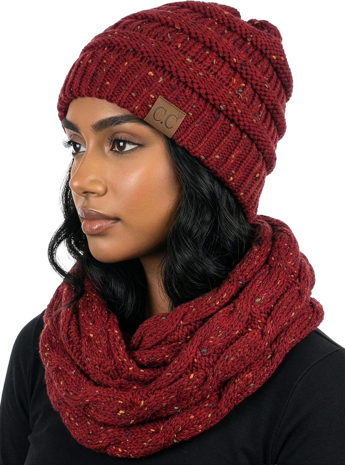 Funky Junque Beanie & Infinity Scarf Gift Set – Matching Winter Accessories Sets for Women, Soft Knit Hat and Scarf Bundle