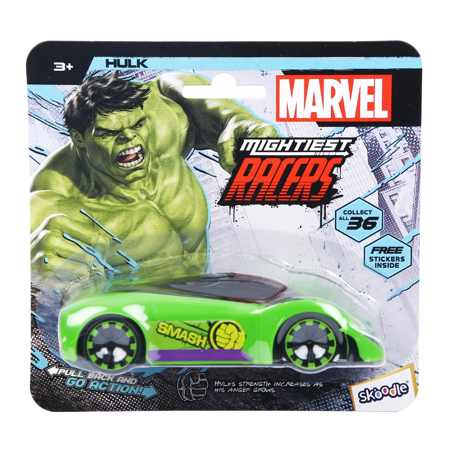 SKOODLE Marvel Pull-Back Hyper Car for Kids - Hulk Edition, Marvel Inspired Toy Cars with Sturdy and Long-Lasting Construction, Enhances Motor Skills and Fun Vehicle Toy for Gifting - Green (B0CQRQD6MF) Amazon Price History, Amazon Price Tracker