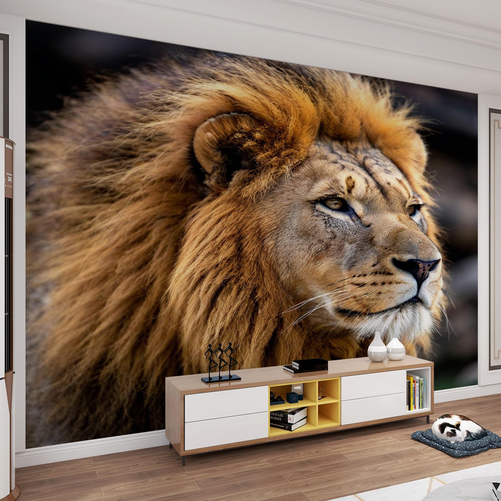 Papier peint lion sauvage pour mur de fond de télévision design