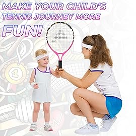 AMA SPORT Kids Tennis Racket for Junior Toddlers Starter Kit 17-25 for Girl Pink and Boy Yellow with 420D Nylon Shoulder Strap Bag, Graffiti Pink 23