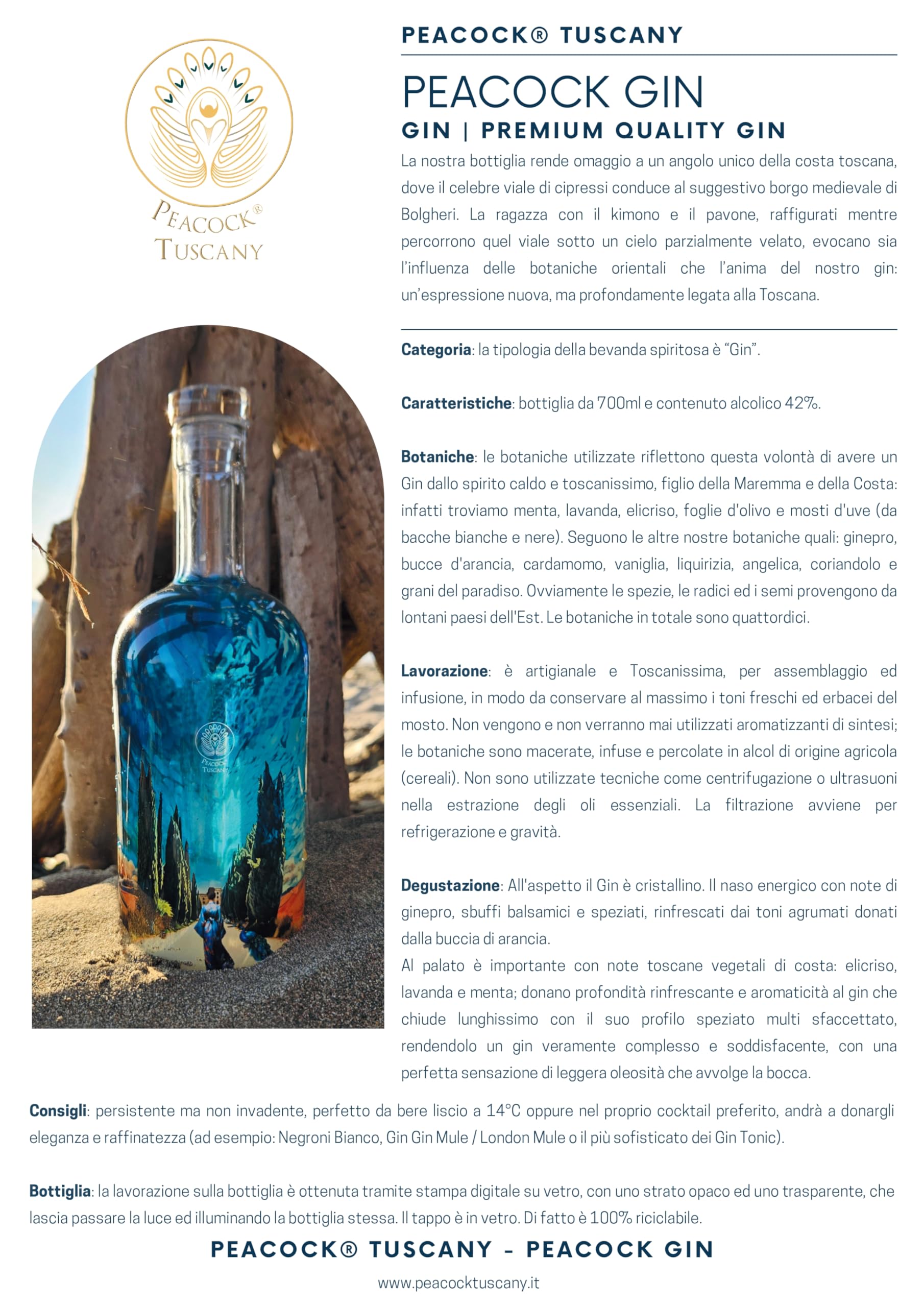 Peacock Gin | Gin Toscano Premium 700ml