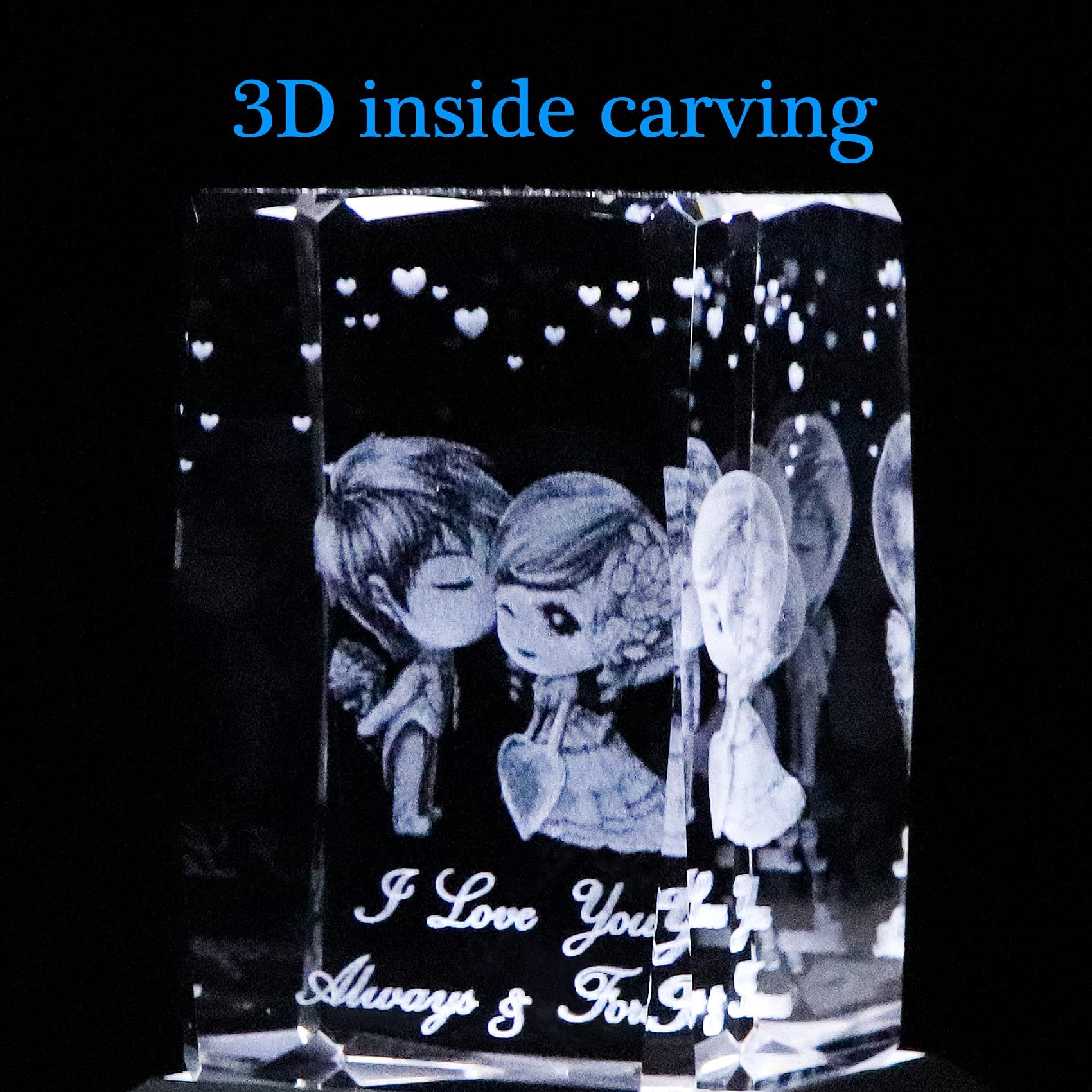 Rosa in cristallo 3D laser, con incisione "I Love You", regalo di compleanno per fidanzata romantica (I Love You Always & Forever)