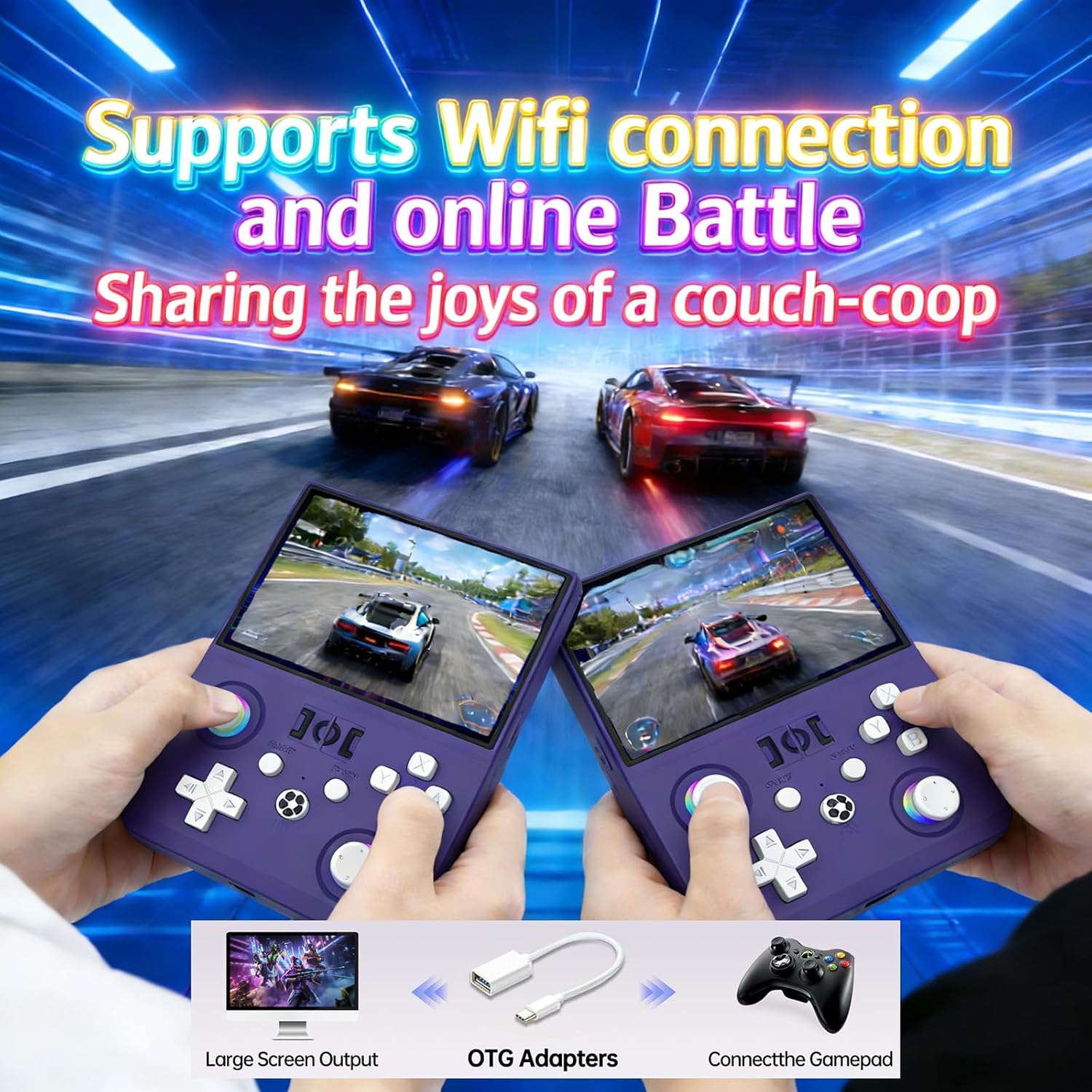 R36MAX 2 Retro Handheld Game Console, 4.5 Inch IPS HD Screen Portable Retro Game Console, 1.5GHz CPU Support 30+ Emulator Console Video Game Console, 4000mAh (Purple)