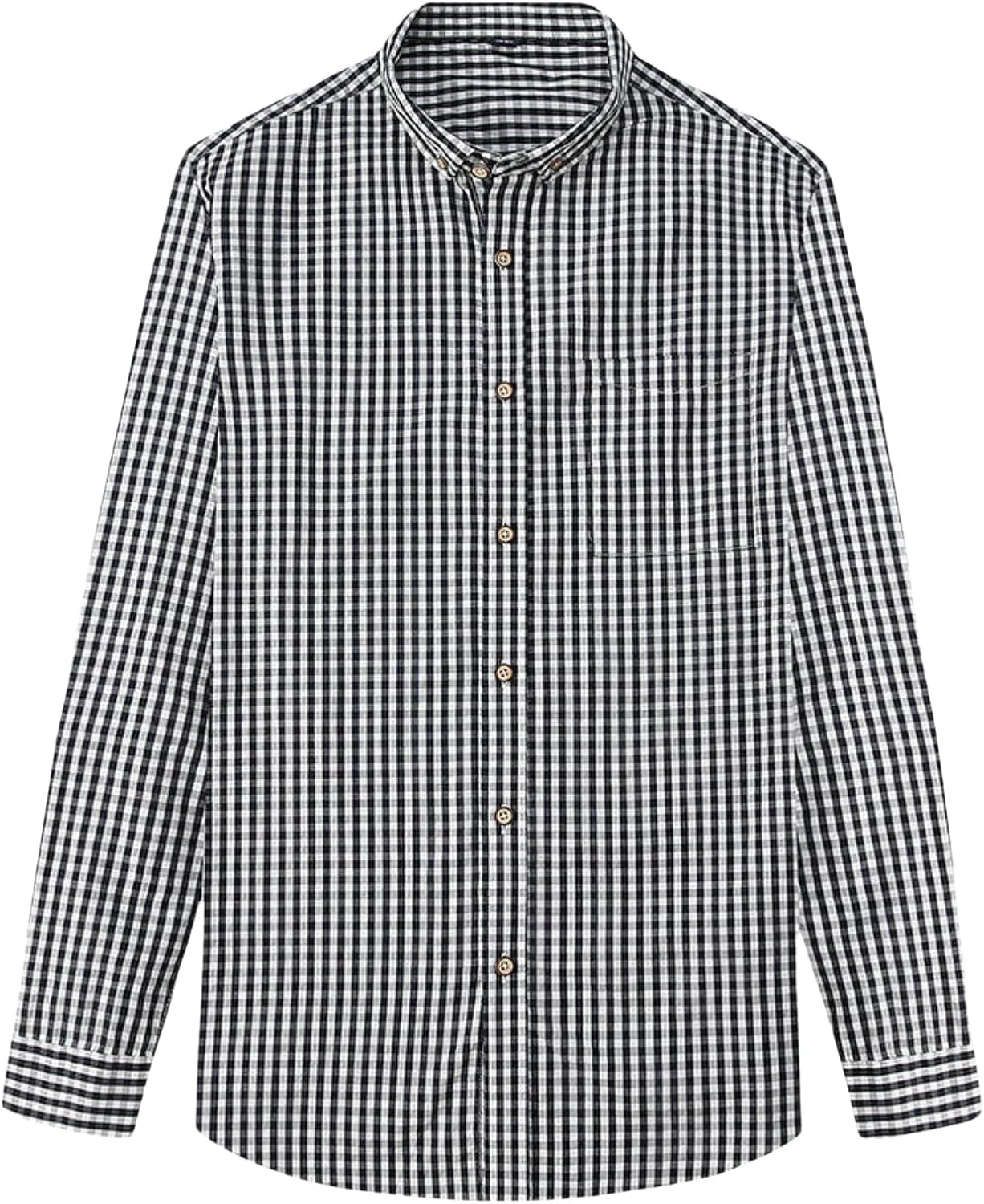 Men's Autumn Winter Breathable Cotton Long Sleeve Plaid Casual Slim Fit Shirt