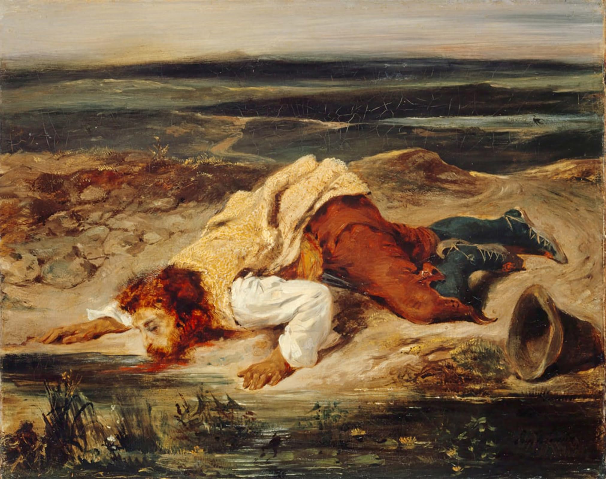 SERENDIPITP Vintage Picture Print on Canvas Wall Art Poster Wounded Brigand by Ferdinandeugene Delacroix Artwork Print Poster for Wall Decor 60x90cm