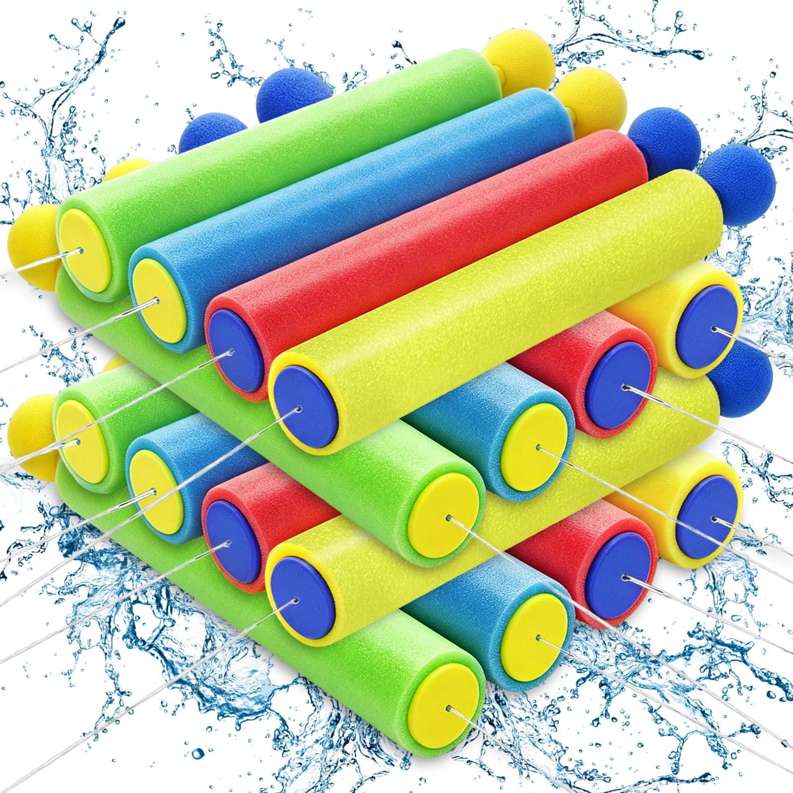 Photo 1 of 16 Pack Foam Water Guns Set,Water Soaker Blaster Guns for Adults,Colorful Squirt Guns for Summer,Outdoor Activities,Swimming,Beach(4 Colors)