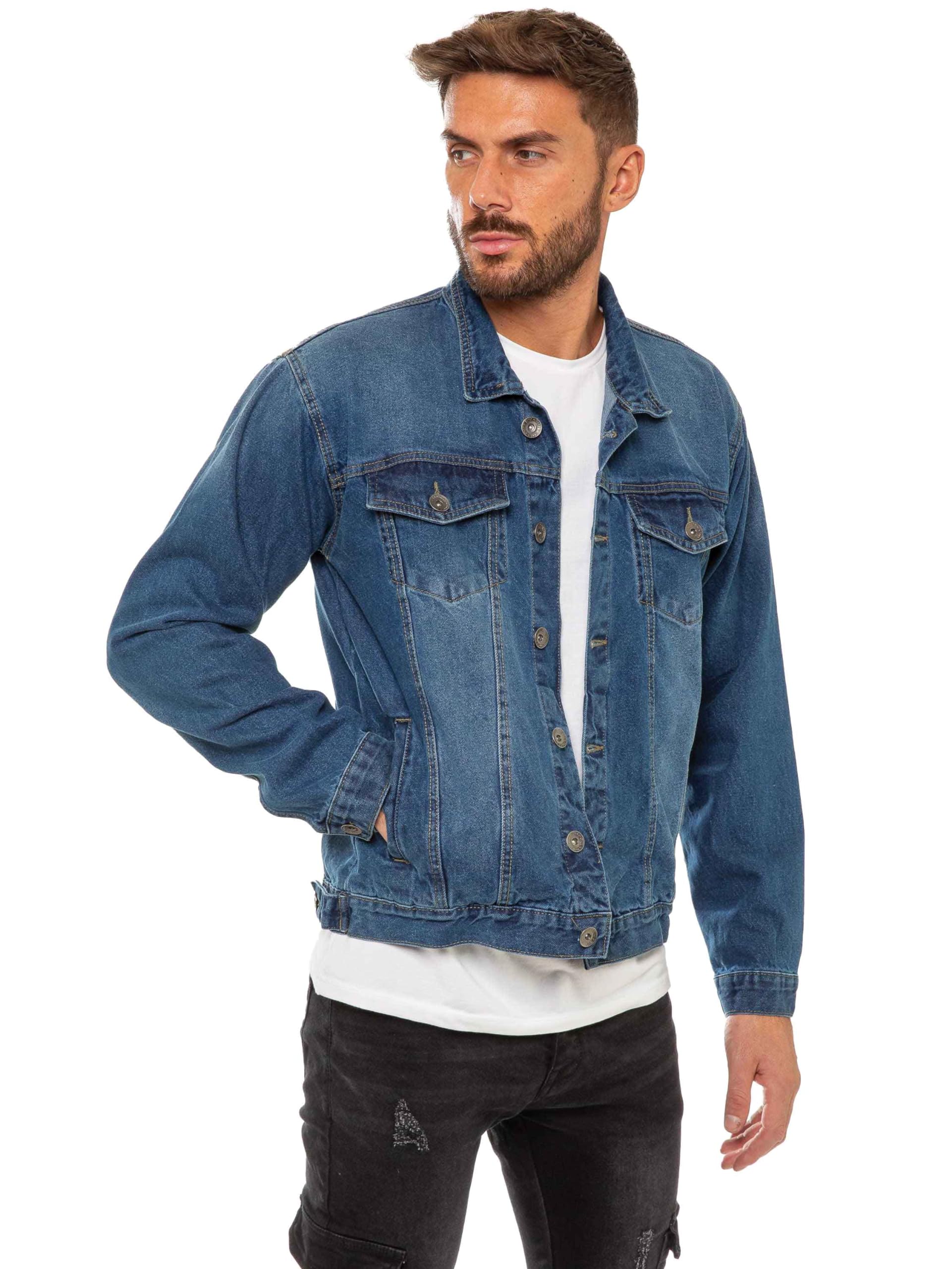 989Zé Enzo Men's Blue Jacket Casual Classic Denim Regular Fit Western Style Trucker Coat Ezj391 Xl