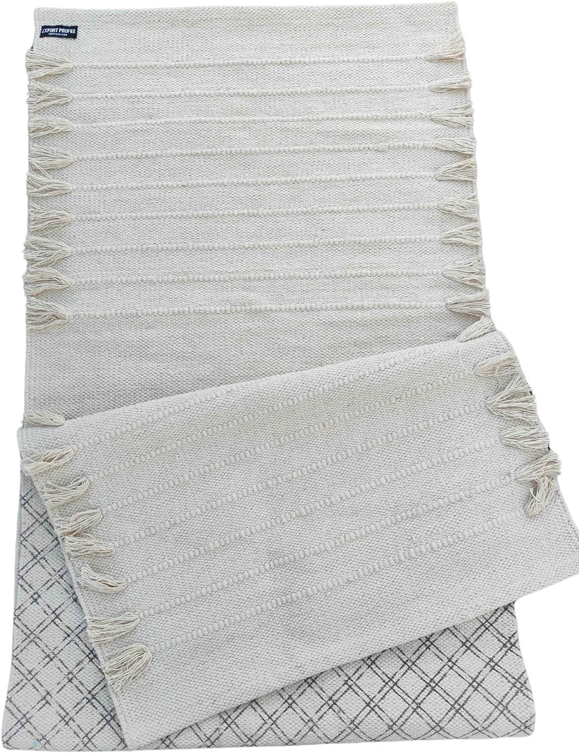 Tapis de yoga fait à la main en coton bio - Tapis de yoga - Tapis d'exercice, d'entraînement et de fitness en 100 % coton - Matériau tissé - Absorbant et lavable - 182,9 x 61 cm