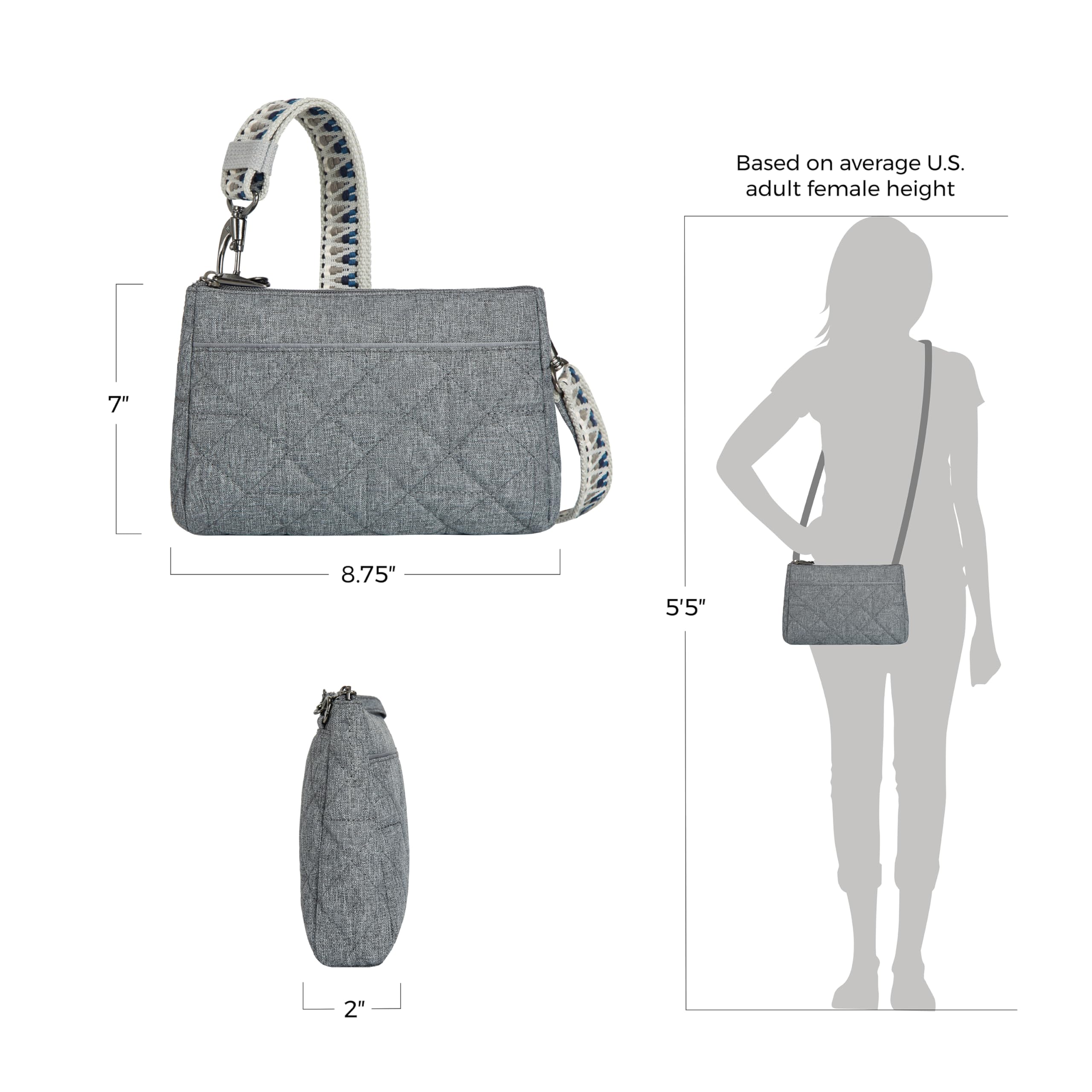 Travelon Boho Anti-furto Clutch Crossbody, Unisex-Adulto