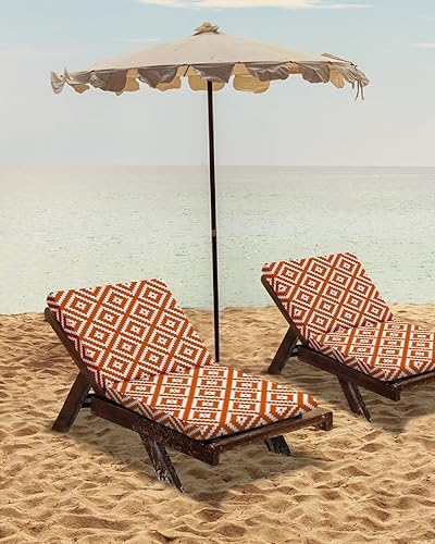 Miniatura 7 de LBCASA Paquete de 4 fundas de cojín para sillas de exterior, impermeables, geométricas naranjas, fundas protectoras de muebles de arte abstracto