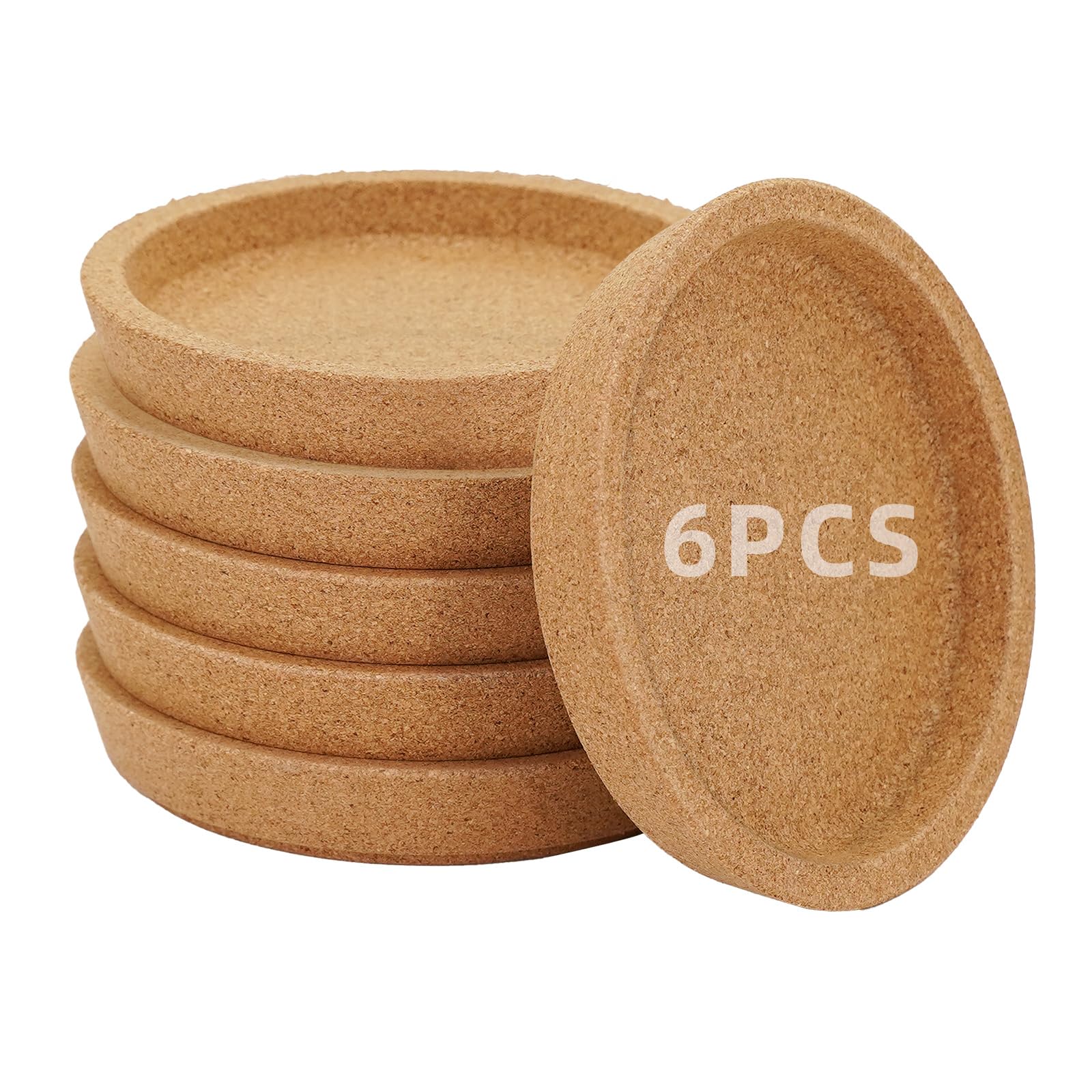 6Pcs Cork Coasters for Drinks Absorbent, Etra Thick with Rising Rim Reusable Absorbent Cup Coaster, Stackablewith Lip Heat Resistant Reusable Drink Coaster Set Extra (6)