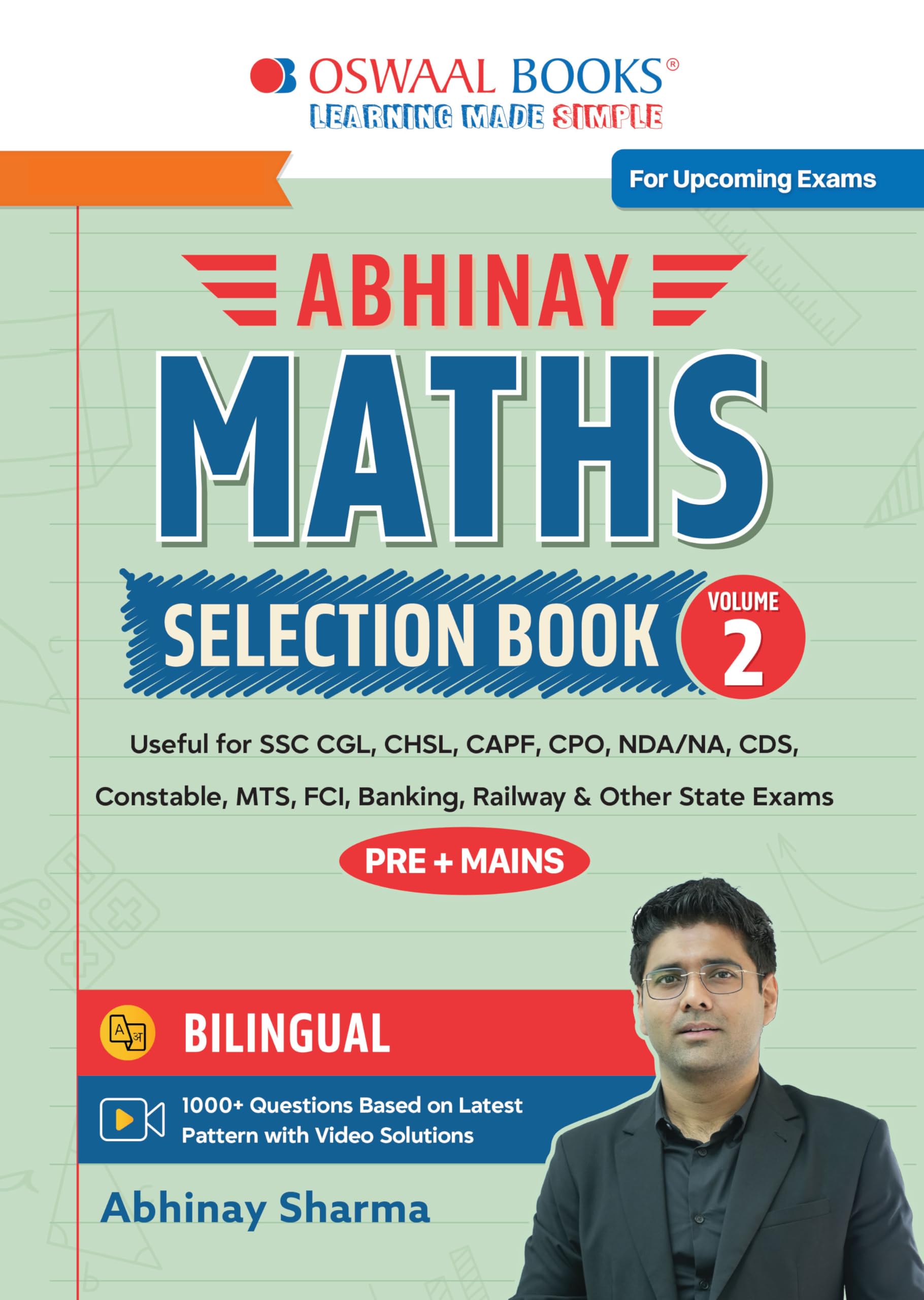 Abhinay Maths Selection Book – Vol. 2 Bilingual Workbook for SSC CGL, CHSL, CAPF & All Govt Exams Concept Based Qs with Video Solutions | Algebra, Trigonometry, Height & Distance (For Latest Exam)
