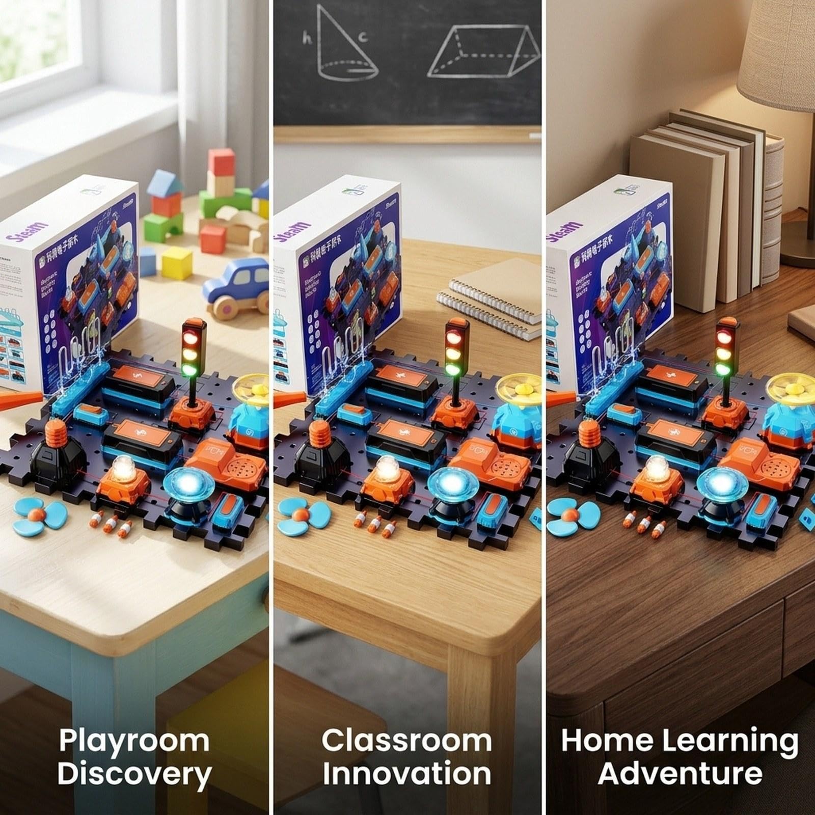 Oshhni Kit de Electrónicos Juego Educativo Científico Infantil Set de Proyectos Eléctricos Tablero de Montaje Fácil y Material PP, B