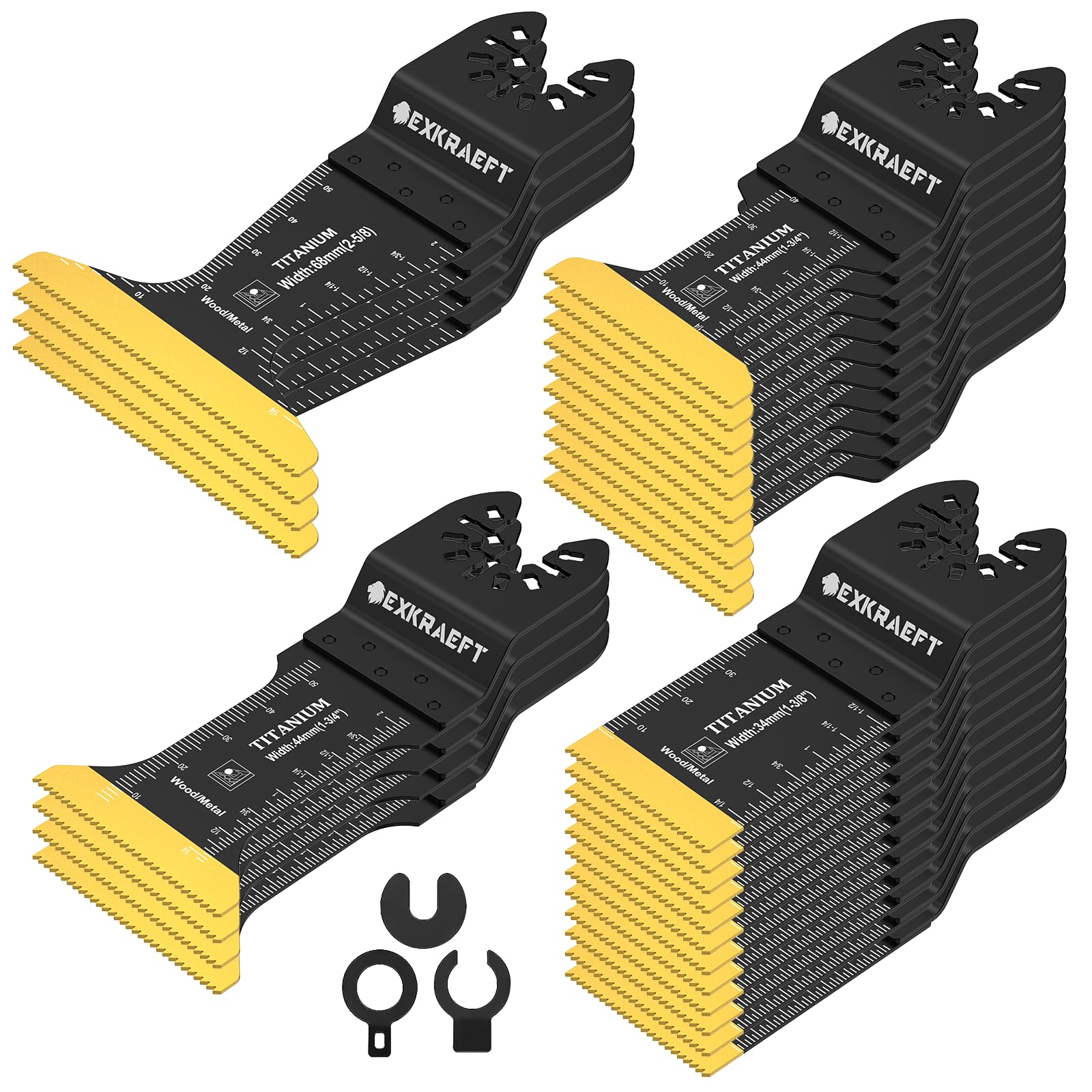 EXKRAEFT 30 PCS Oscillating Tool Blade, Universal Titanium Multi Tool Blades for Metal Nails Wood Plastic and Hard Material, Oscillating Saw Blades