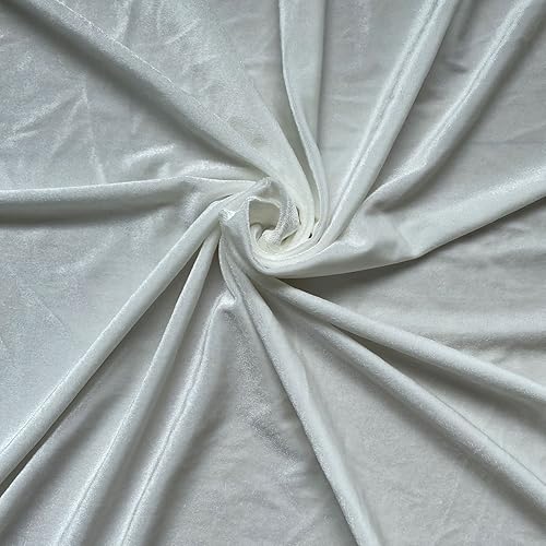 HOTGODEN Tela de terciopelo elástico blanco 63 "ancho 2, 5, 10, yardas 95% poliéster 5% elastano tela de terciopelo para bricolaje costura, ropa,
