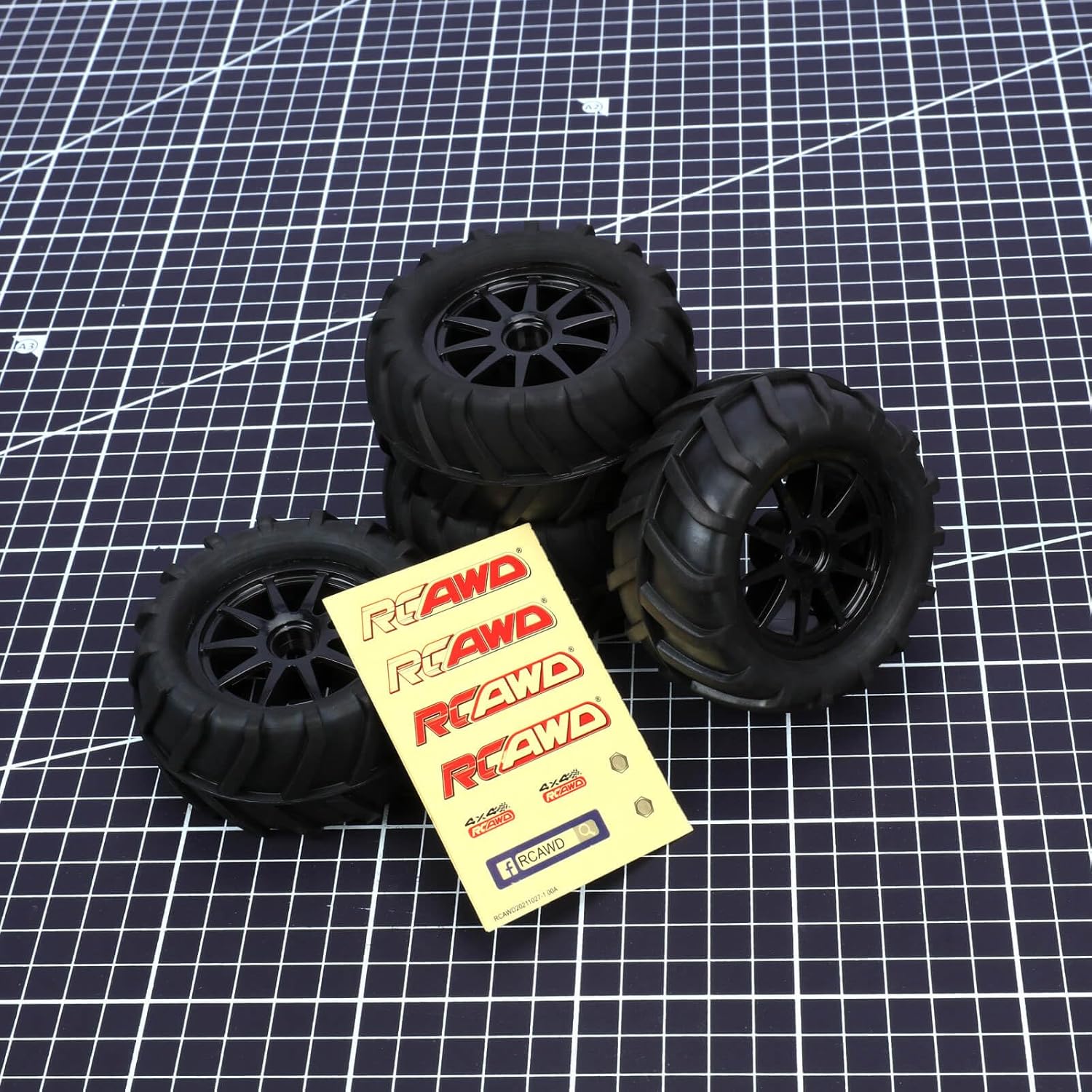 RCAWD Pre-Glued Wheel and Tire Set Rubber Nylon Upgrades Parts for 12mm Hex Adapter 1/16 1/18 Monster Truck with Foam Inserts for Hosim 2845 Scale RC Width 40mm ID 45mm OD 82mm LG-003BL