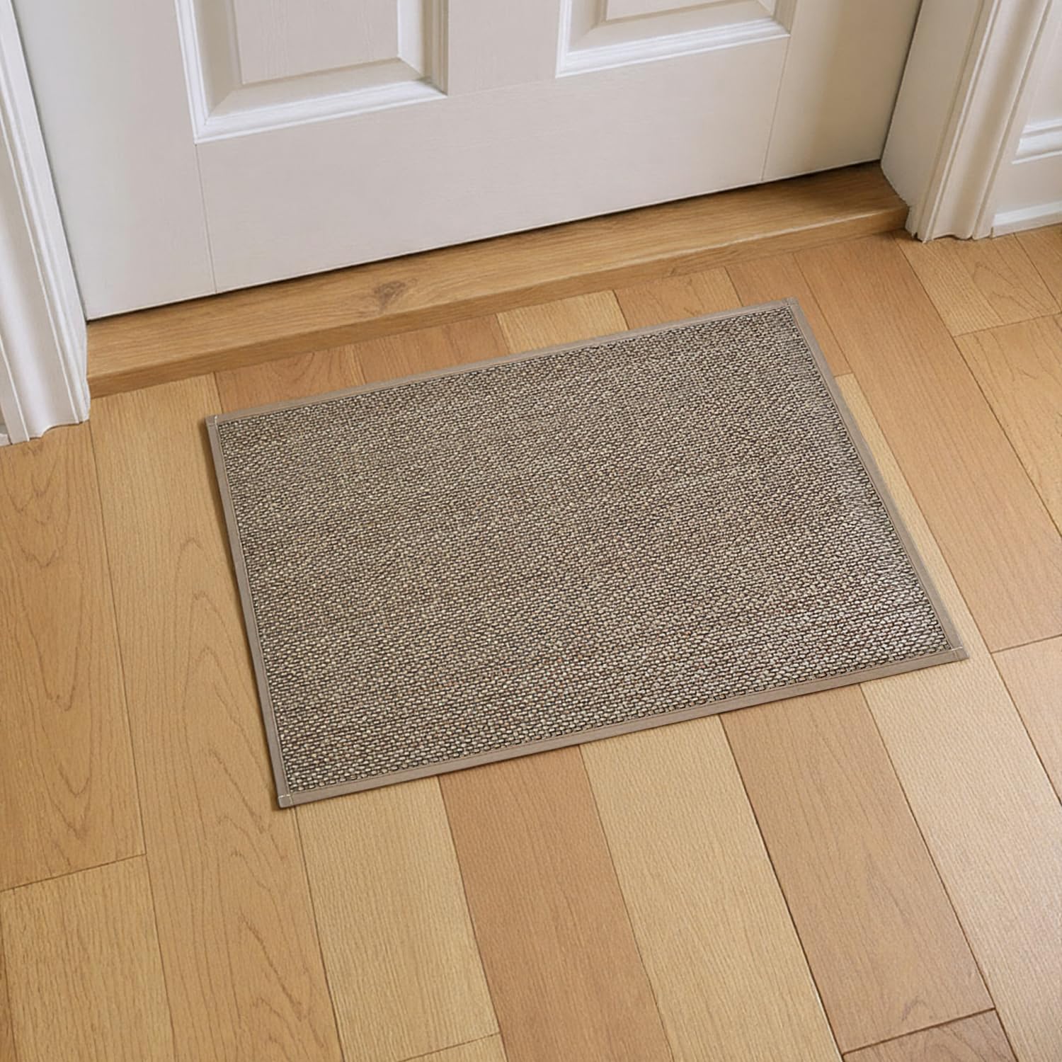 Artoid Mode Beige Grey Washable Absorbent Non Slip Door Mat, Rubber Backing Low Profile Door Mats Indoor Floor Mat Entrance Patio Home Decor 40x60cm