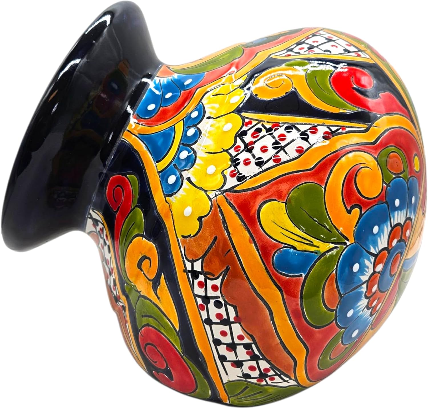 Welcome Planter Medium Hand Painted Indoor Outdoor Pot Multi Colored Figure Glazed