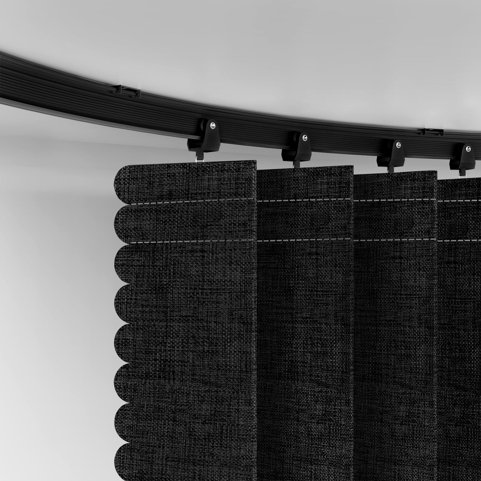 Cortinas divisoras de acordeón 100 % opacas, con pista de techo flexible, cortinas a prueba de sonido, adecuadas para dormitorio, patio, puerta corrediza (negro, 100 pulgadas de ancho x 84 5