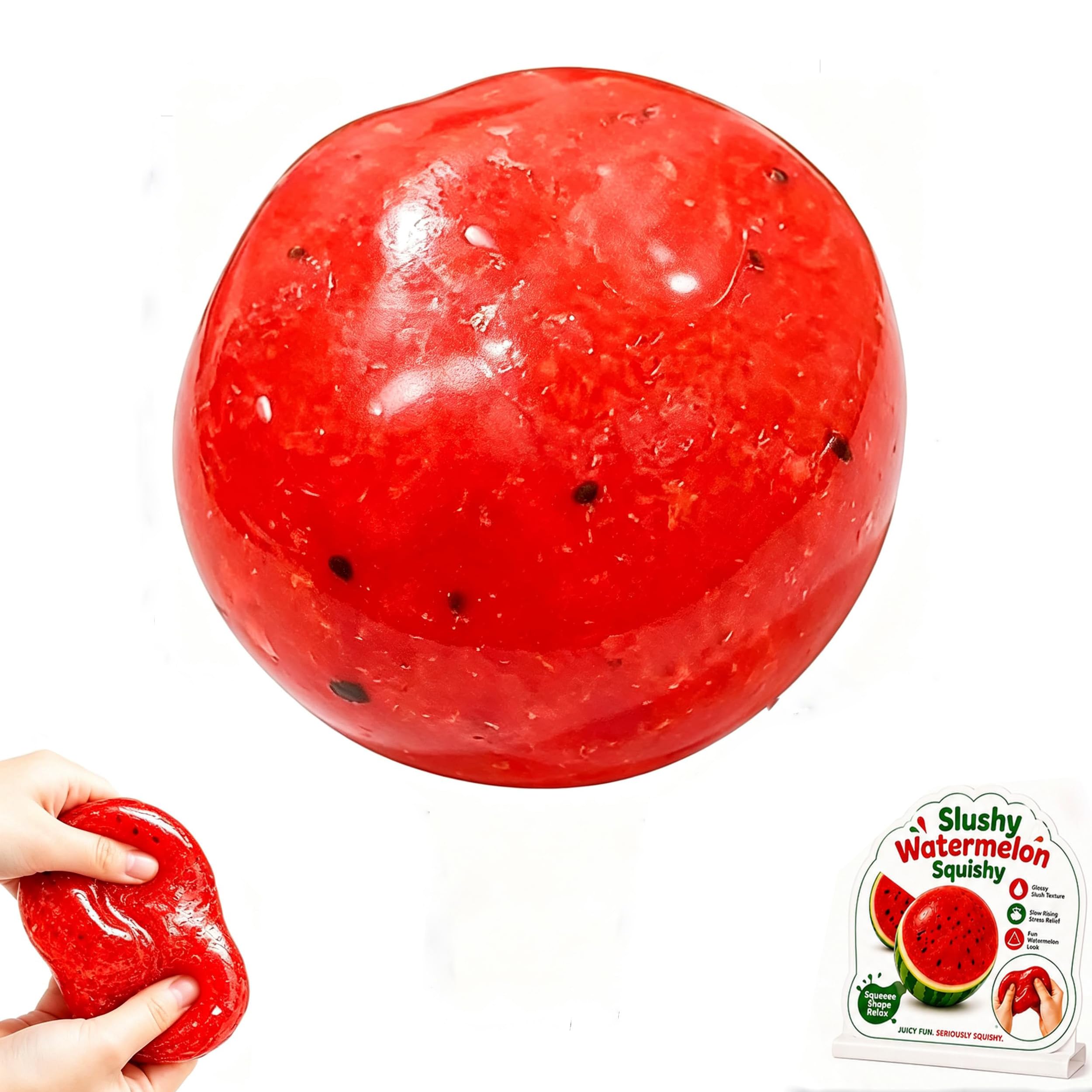 Slushy Watermelon Squishy, Squishys Watermelon Stress Ball, Realistic Fake Food Stress Ball, Mashed Skin Soft Filled Squeeze Relaxing Fidget for Adults