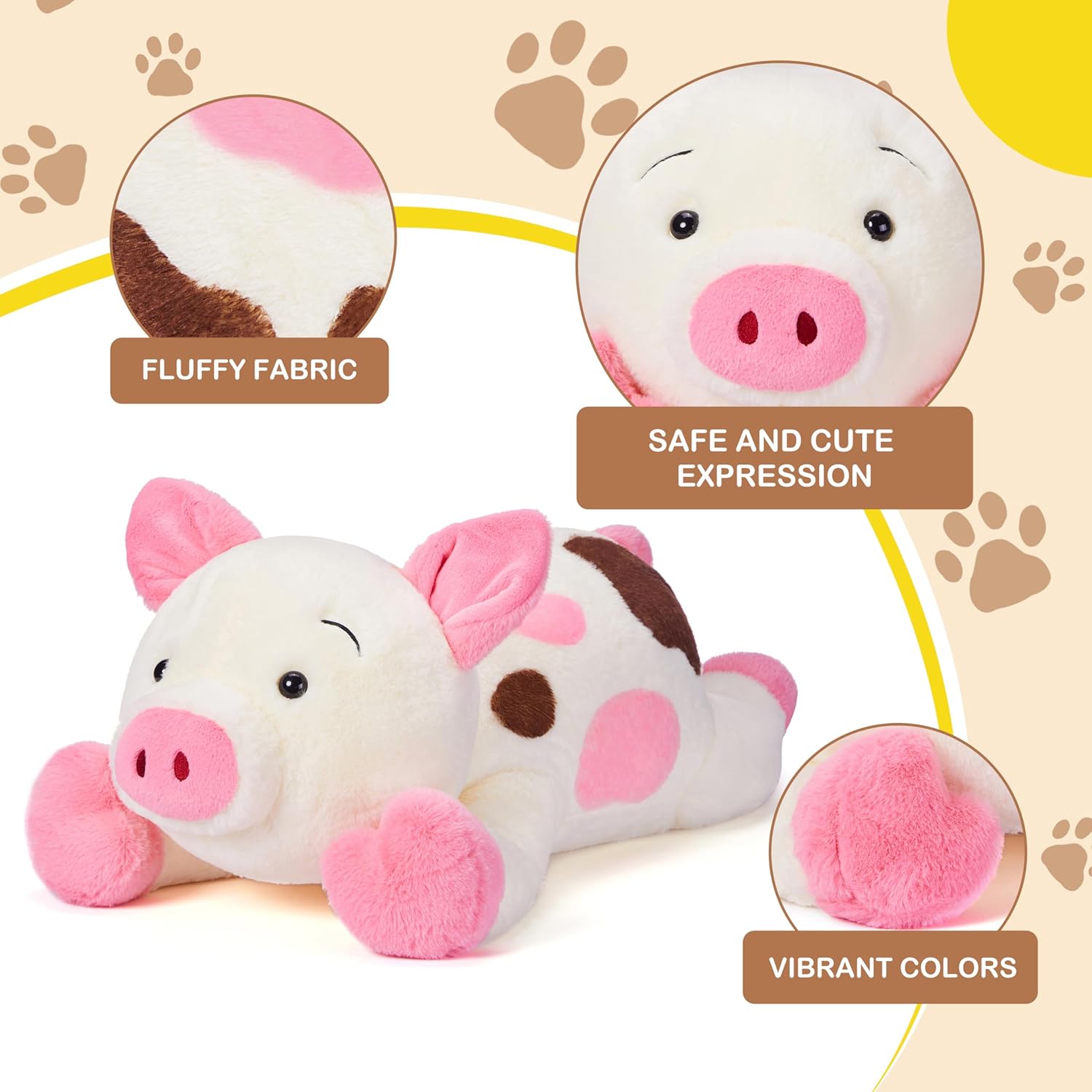 Large Pig Stuffed Animal,28" Big Soft Plush Toy,Giant Cute Cuddly Gift for Babies, Boys, Girls,Girlfriend on Christmas, Valentine's Day