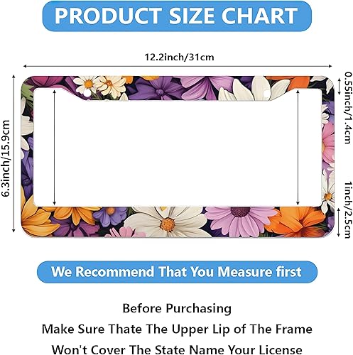 Miniatura 9 de Marco de matrícula Ocean Waves, paquete de 2 unidades, accesorios de automóvil, cubierta de placa de automóvil, decoración de aluminio para mujeres,