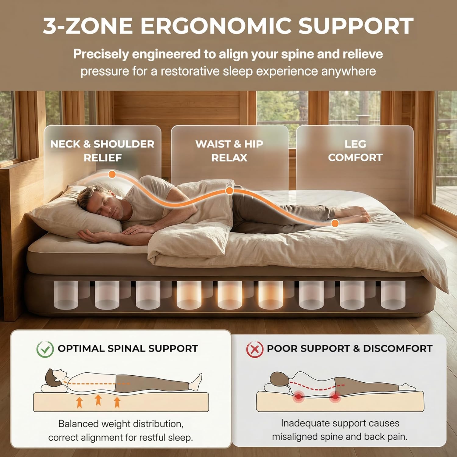 Naturehike California King Air Mattresses with Rechargeable Built-in Pump, Inflatable Mattress, Portable Blow up Mattress, Air Bed for Home, Camping, Guest