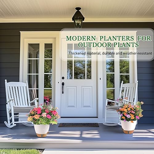 Miniatura 8 de Macetas de riego automático de 81012 pulgadas para plantas de interiorexterior - Maceta grande de plástico con agujeros de drenaje, indicador de