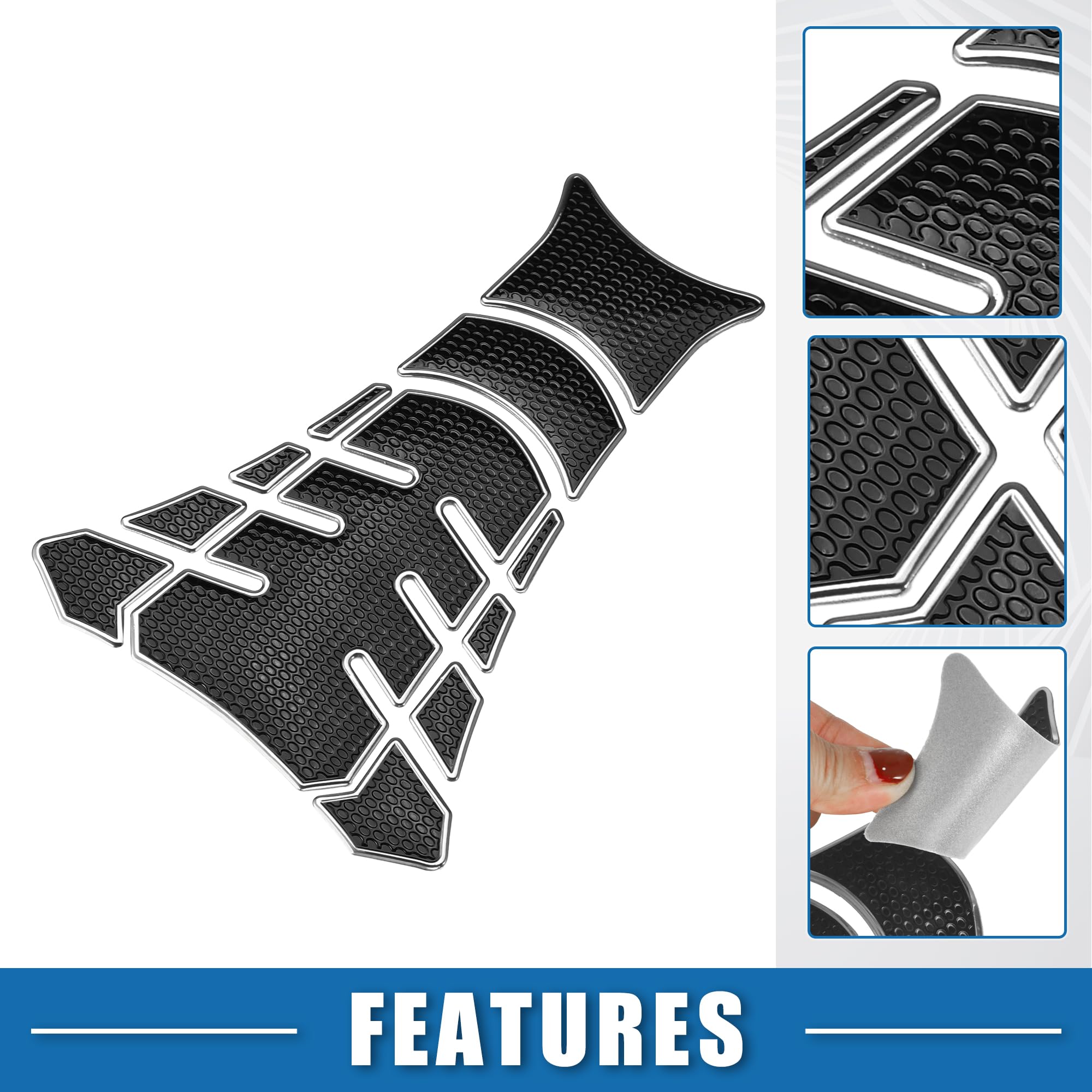 ABSOPRO – Autocollant Universel 3D Pour Réservoir De Gaz De Moto, Caoutchouc PVC, Noir Et Jaune, 19 X 14 Cm