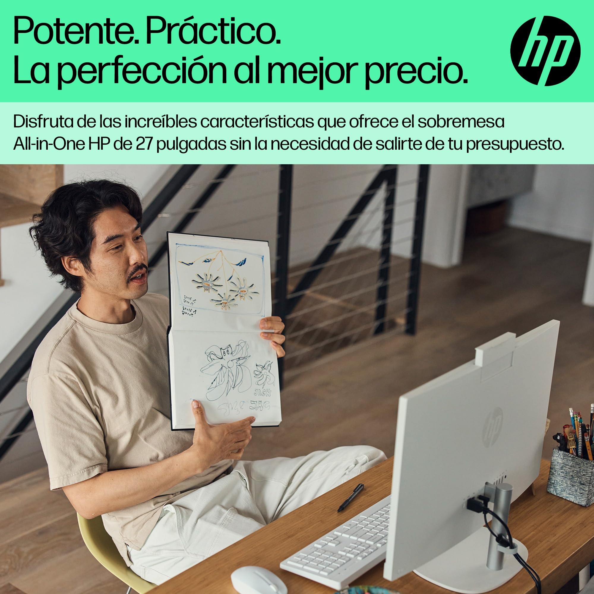 HP All-in-One 27-cr0073ns - Ordenador de sobremesa 27" Full HD con cámara, Teclado y ratón inalámbricos (Intel Core i5-1334U, 16GB RAM, 1TB SSD, Intel UHD Graphics, Windows) Blanco - 5