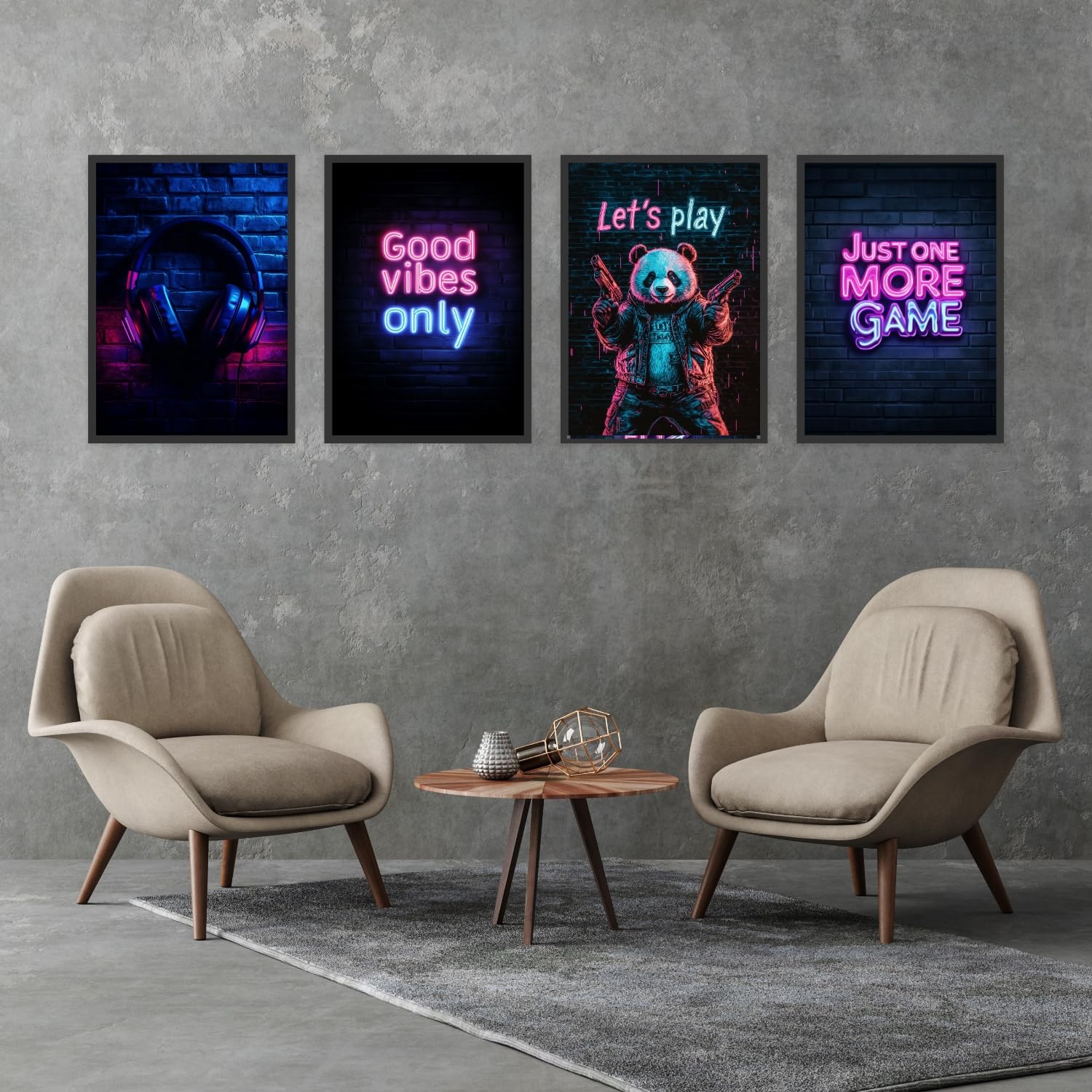 Donari Juego de 4 pósteres de videojuegos como decoración para habitaciones de juegos, decoración de pared para habitación de jugador, juego de imágenes A4 con o sin marco (motivo 1, 30 x 40 cm,